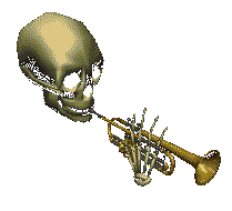 An animation of a skull playing a trumpet.